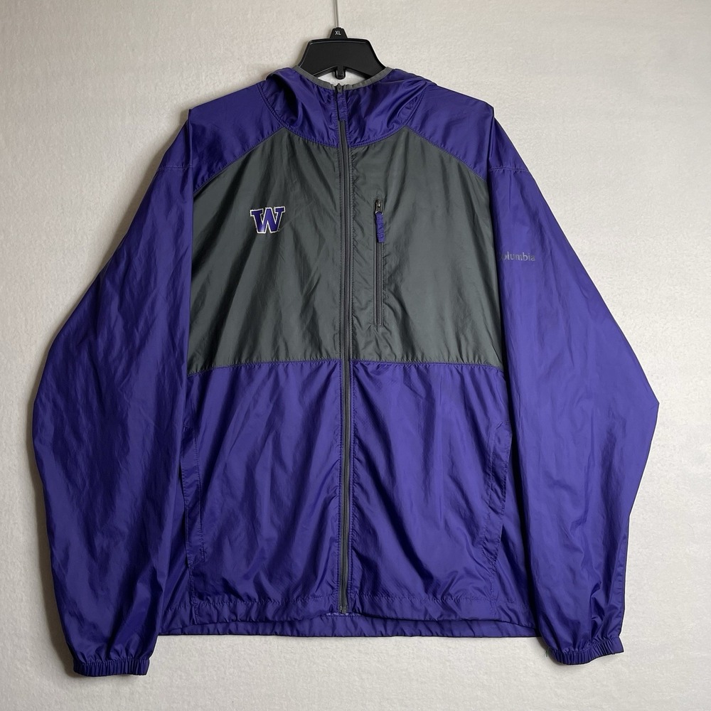 Columbia Washington Huskies Jacket Flash Forward Windbreaker Mens XL Purple Rain